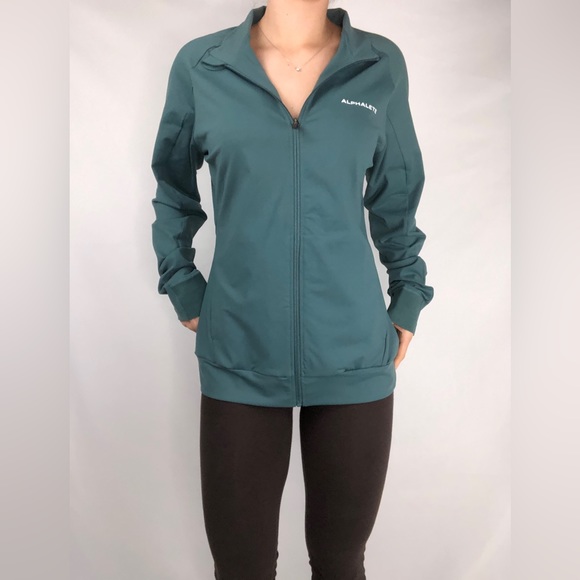 Alphalete Zip Up Jacket Turquoise Size L Full Zip Workout Gym - Picture 1 of 8